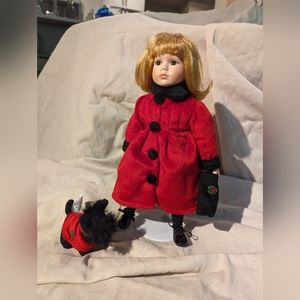 Porcelain Doll with Puppy Dog